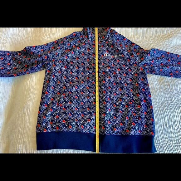 Champion Allover Logo Blue Zip Up Track Jacket Size Medium. Worn On TV Show - Picture 8 of 14